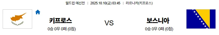 10월10일 03:45 키프로스 보스니아 월드컵예선전 스포츠분석,스포츠중계
